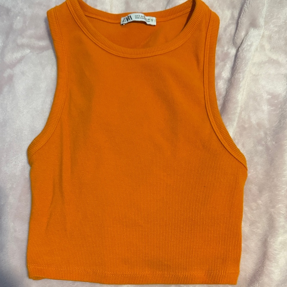 Zara Vibrant Orange Sleeveless Top